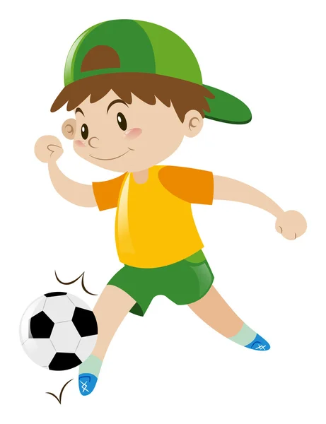 Desenho de menino jogando futebol no fundo branco