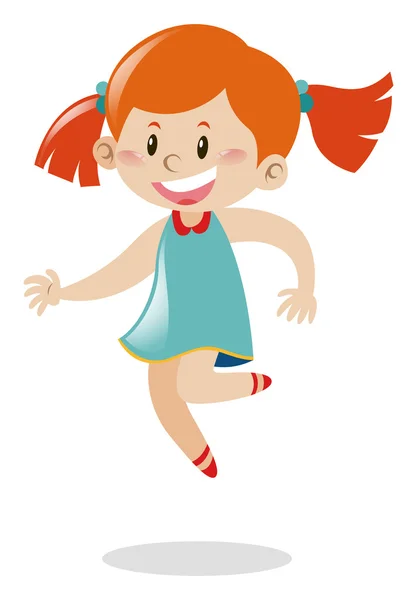 ジャンプ赤い髪の少女 — ストックベクタ