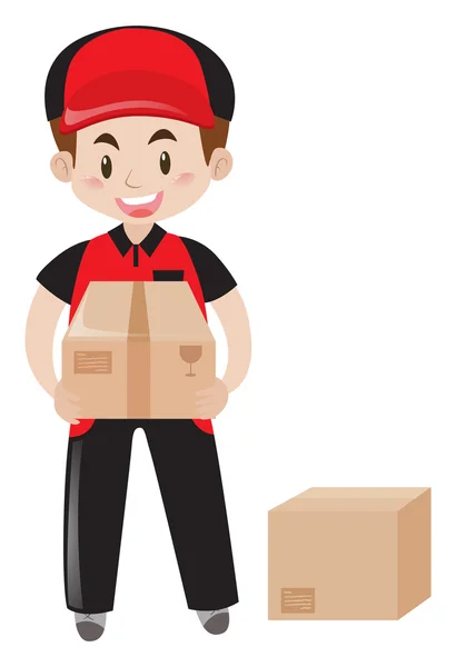 Mailman delivering two packages — Stock Vector