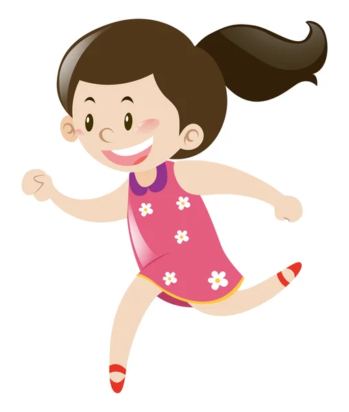สาวน้อยในชุดสีชมพูวิ่ง — ภาพเวกเตอร์สต็อก