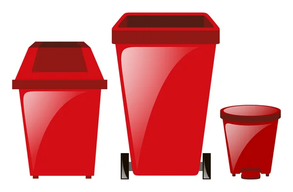 Farklı boyutlarda üç kırmızı trashcans — Stok Vektör