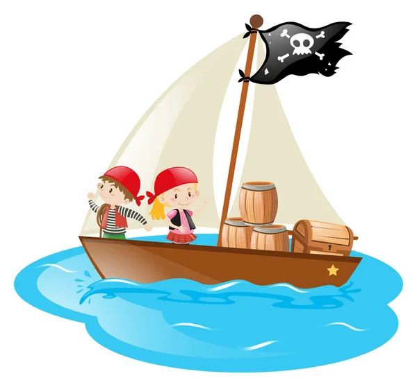 Piratas navegando en el mar — Archivo Imágenes Vectoriales