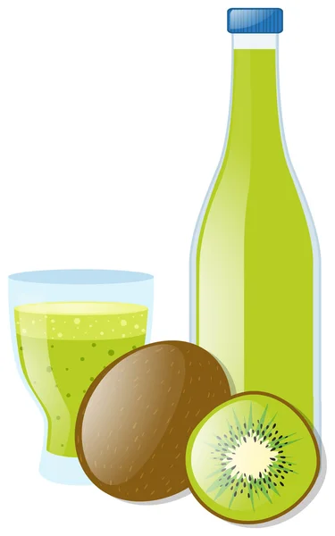 Fruta kiwi y zumo fresco — Archivo Imágenes Vectoriales