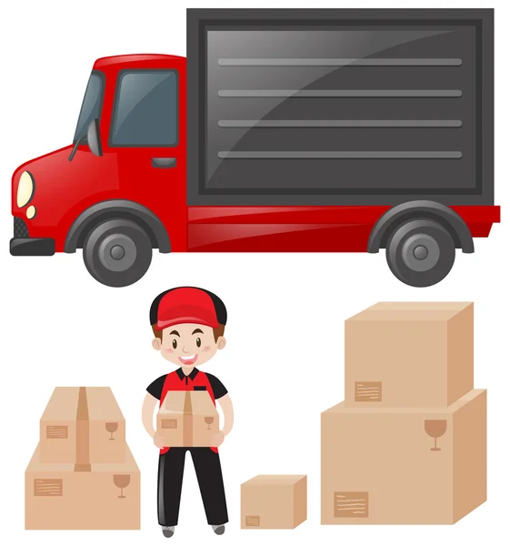 Set of mailman and delivery service — Stock Vector