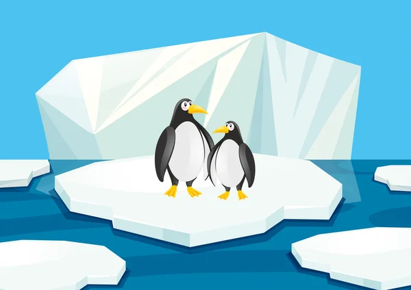 Dos pingüinos de pie sobre hielo — Archivo Imágenes Vectoriales