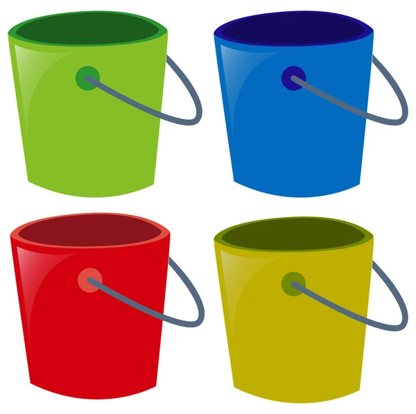 Quatro baldes em cores diferentes —  Vetores de Stock