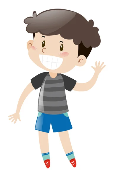 Niño feliz con el pelo negro sonriendo — Vector de stock