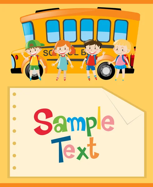 Паперовий шаблон з дітьми та шкільним автобусом — стоковий вектор