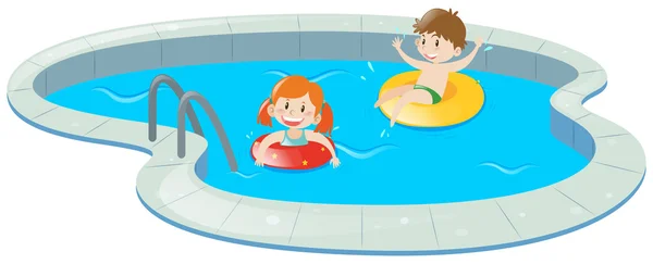 Два ребенка в бассейне — стоковый вектор