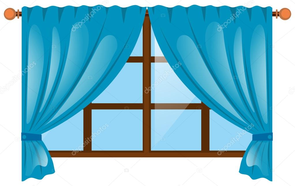 blue curtains opening clipart