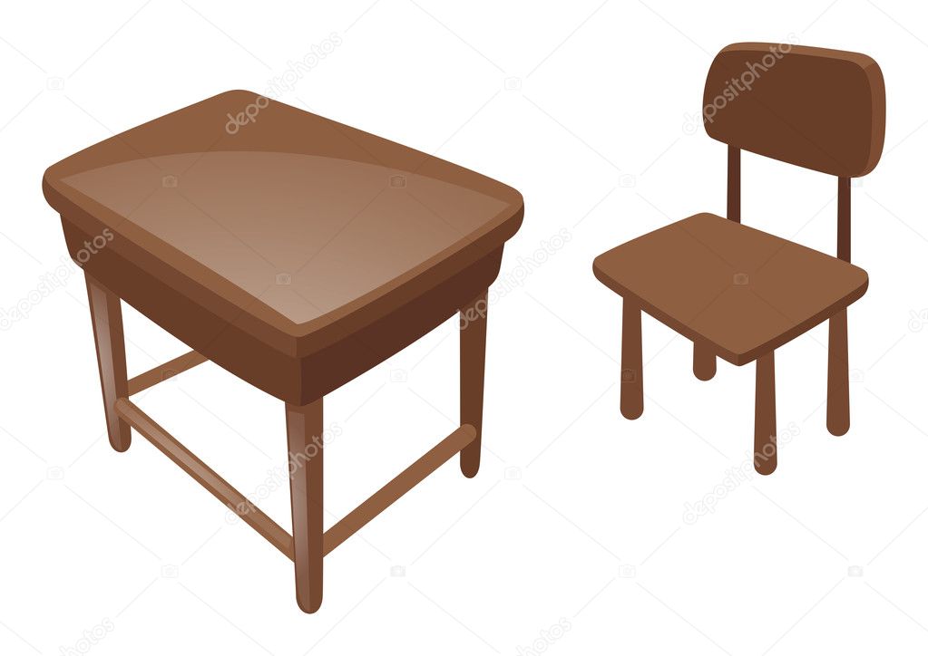 Wooden desk and chair