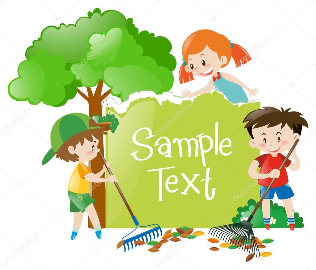 Vettore Bambini In Giardino Disegno Disegno Di Carta Con