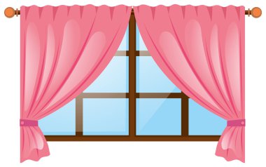 Pembe perde ile pencere