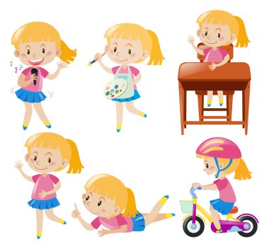 Farklı faaliyetler yapıyor kız