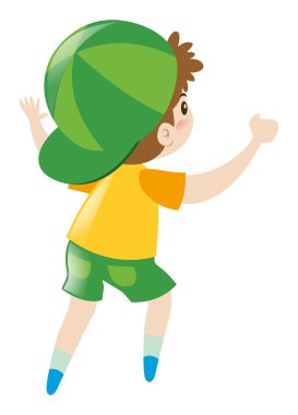 Sarı tişörtlü küçük çocuk dön geri