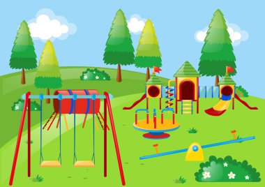 Parkta istasyonları dolu Bahçesi