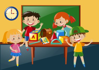 Öğrenciler sınıfta öğreniyor