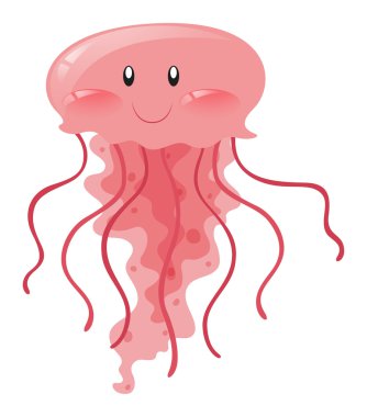 Mutlu yüz ile pembe denizanası