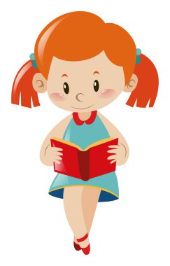 Küçük kız kitap okuyor.