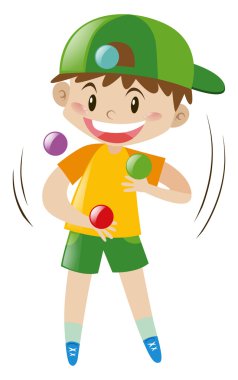 Çocuk dört topları hokkabazlık