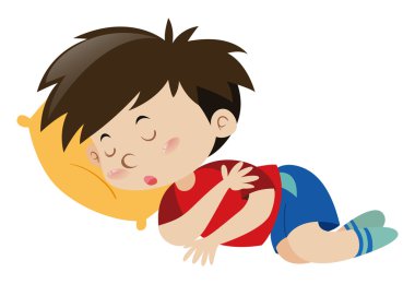 Sarı yastık üzerinde uyuyan çocuk