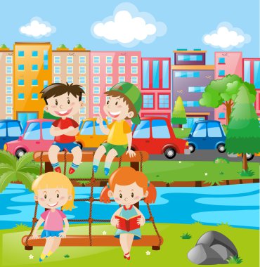 Çocuklar oyun alanında şehir