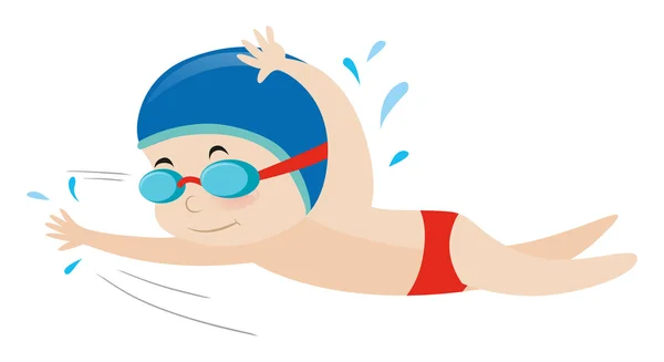 小さな少年の水泳のフリー スタイル — ストックベクタ