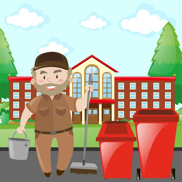 Concierge de l'école en uniforme marron — Image vectorielle
