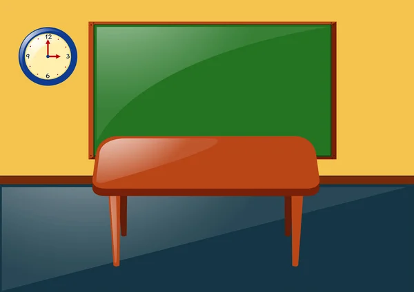 Salle de classe avec tableau noir et table — Image vectorielle