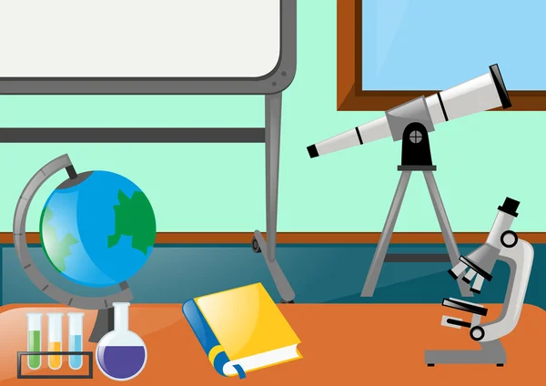 Science equipment in classroom — Stock Vector