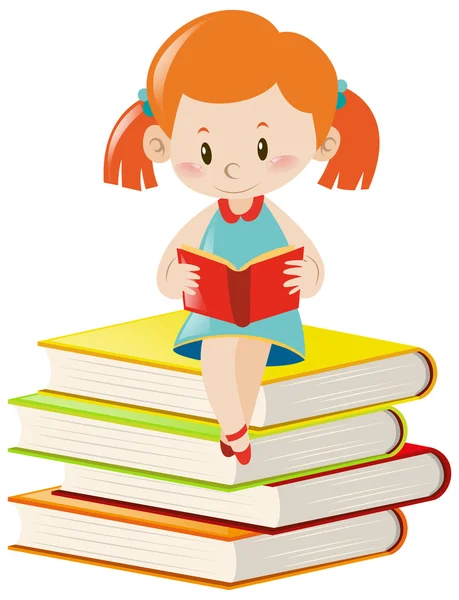 Girl reading book alone — Stock Vector
