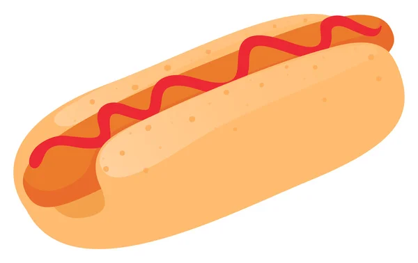 Hotdog con salchicha y ketchup — Vector de stock