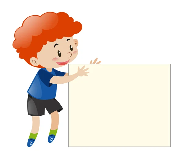 Czerwone włosy chłopak trzymając papier blank — Wektor stockowy