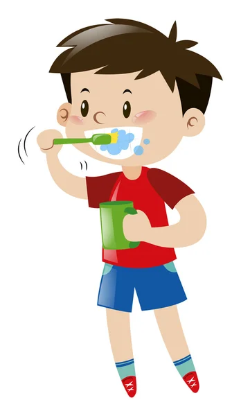 歯を磨く少年 — ストックベクタ