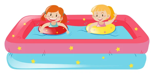 两个女孩在小池子里游泳 — 图库矢量图片