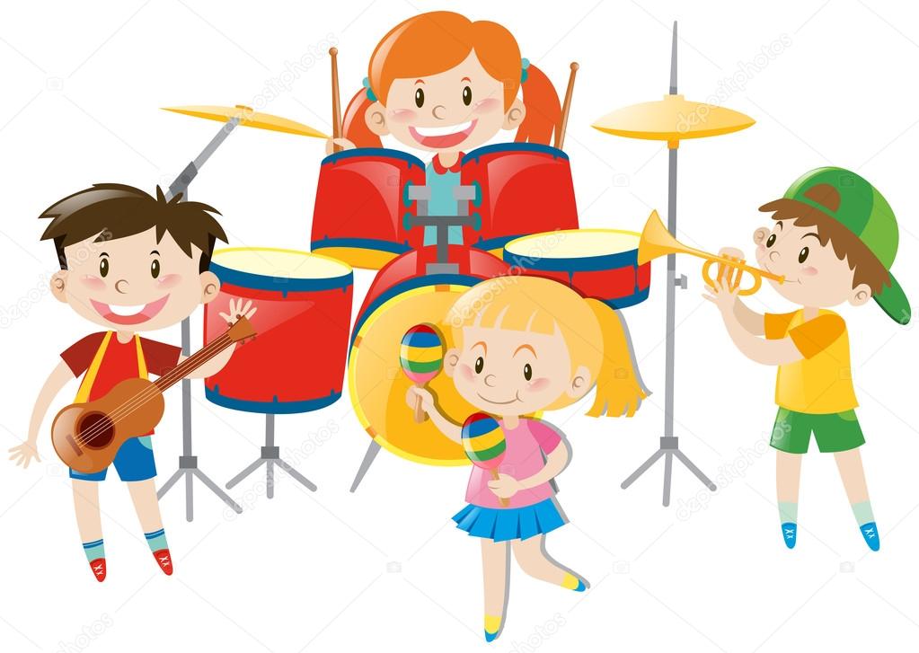 Children playing music in band
