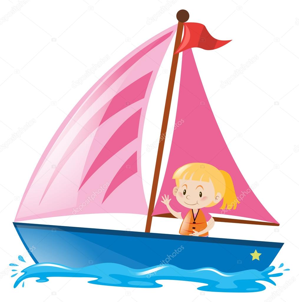 Girl in pink sailboat