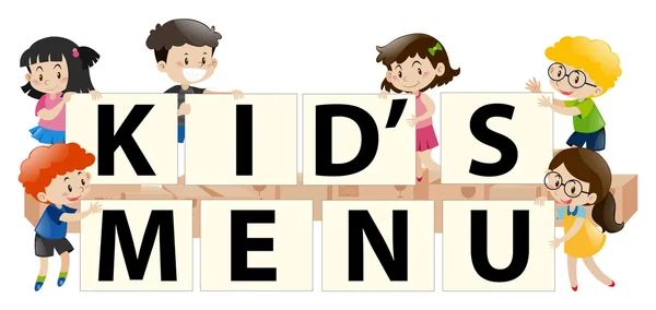 Kinderen houden van teken met kid's menu — Stockvector