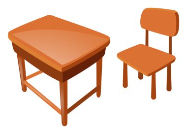 Ahşap sandalye ve masa beyaz