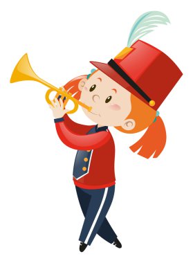 Grupta trompet oynayan kız