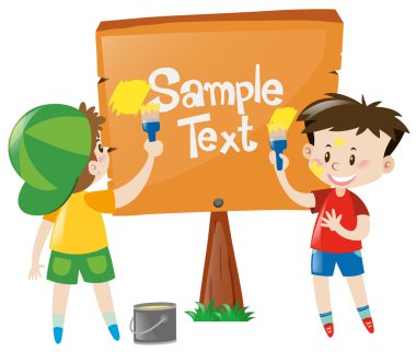 Ahşap boyama iki erkek sarı kayıt