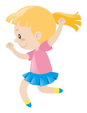 Mavi etek çalışan küçük kız