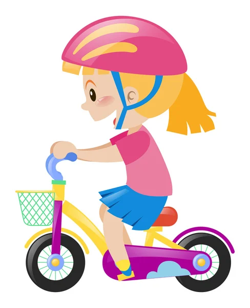 Маленькая девочка в розовом шлеме — стоковый вектор