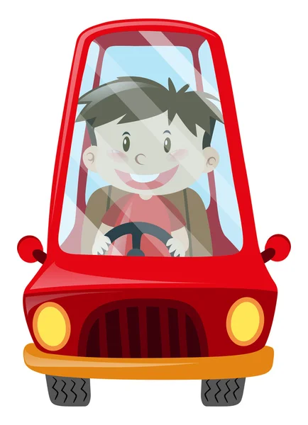 Chlapec jízdy červené auto — Stockový vektor