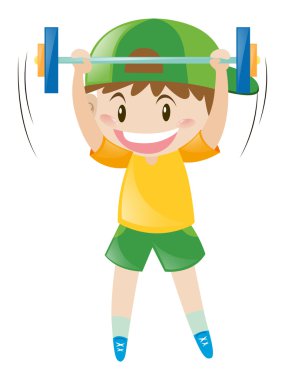 Küçük çocuk halter yapıyor