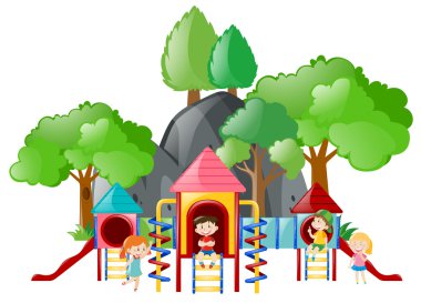 Parkta birlikte oynayan çocuklar