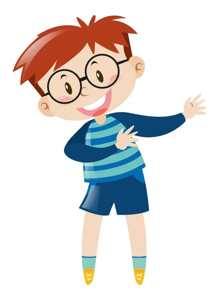 Niño pequeño con gafas sonriendo — Vector de stock