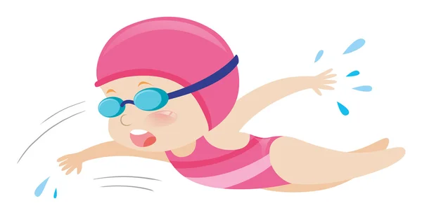 Little girl swimming freestyle — Stock Vector