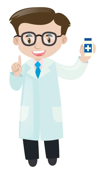 Médico masculino con medicina — Vector de stock