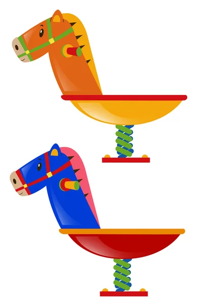 Two rocking horses in different colors